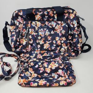 Vera Bradley Floral Women's Travel Bag & Purse- Navy Multicolor